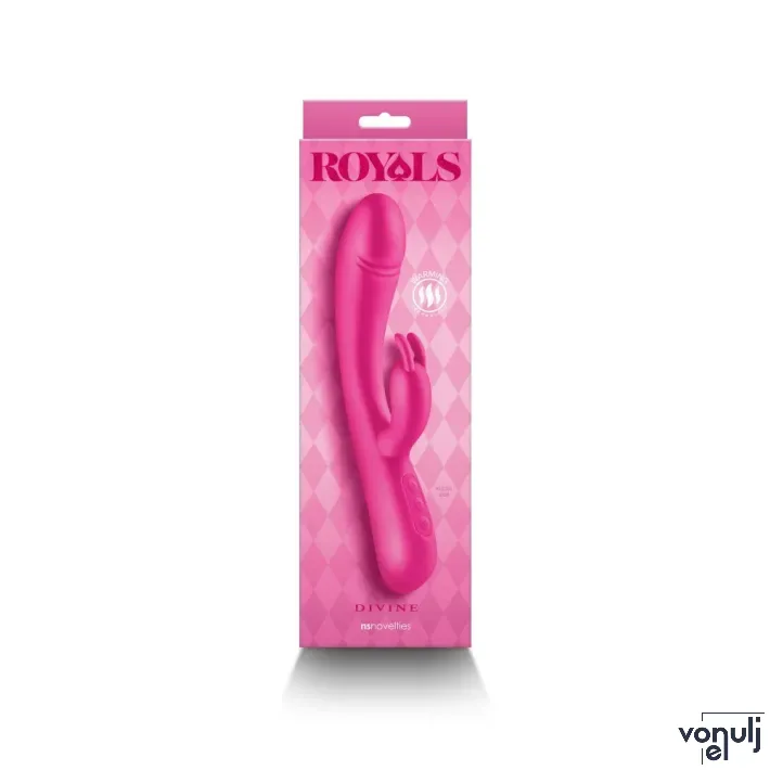 NS NOVELTIES csiklóizgatós vibrátor Royals Divine Metallic Pink - rózsaszín színben, g-pontos, melegítős, vízálló, akkumulátoros