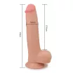 LOVETOY élethű dildó 8" SKINLIKE SOFT DONG - közepes méretű, kétrétegű, extra rugalmas külső réteg, herékkel, letapasztható, TPE (20 cm)