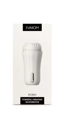 SVAKOM péniszvibrátor Robin White - 5+1 vibrációs funkcióval, fehér színű tokban, akkumulátoros, szilikon