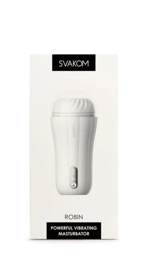 SVAKOM péniszvibrátor Robin White - 5+1 vibrációs funkcióval, fehér színű tokban, akkumulátoros, szilikon