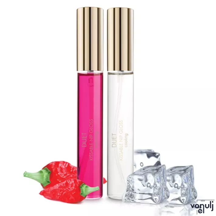 BIJOUX INDISCRETS stimuláló szájfény Nip Gloss Duet 13 ml - vágyfokozó, egy melegítő és egy hűsítő hatású szájfény