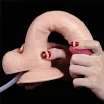 LOVETOY élethű dildó 9" SQUIRT EXTREME DILDO - közepes méretű, herékkel, ejakuláló, nagy pumpa, letapasztható, PVC (23 cm)