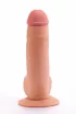 LOVETOY hajlított dildó 8.5 inch The Ultra Soft Dude 1 - realisztikus, testszínű, kétrétegű, herékkel, letapasztható, vízálló, TPE (  21 cm )