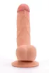 LOVETOY hajlított dildó 8.5 inch The Ultra Soft Dude 1 - realisztikus, testszínű, kétrétegű, herékkel, letapasztható, vízálló, TPE (  21 cm )