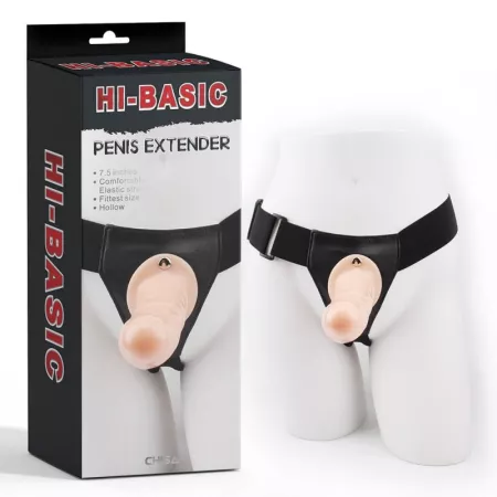CHISA NOVELTIES felcsatolható dildó Penis Extender-Flesh - realisztikus, testszínű, állítható hámmal,  TPE (19 cm)