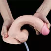 LOVETOY élethű dildó 9" SQUIRT EXTREME DILDO - közepes méretű, herékkel, ejakuláló, nagy pumpa, letapasztható, PVC (23 cm)