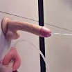 LOVETOY élethű dildó 9" SQUIRT EXTREME DILDO - közepes méretű, herékkel, ejakuláló, nagy pumpa, letapasztható, PVC (23 cm)