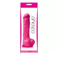 NS NOVELTIES élethű dildó COLOURS PLEASURES SMALL - kis méretű, herékkel, letapasztható, pink, szilikon (17,8 cm)