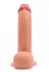 LOVETOY hajlított dildó 8.8" The Ultra Soft Dude - realisztikus, testszínű, kétrétegű, herékkel, letapasztható, vízálló, TPE ( 22 cm )
