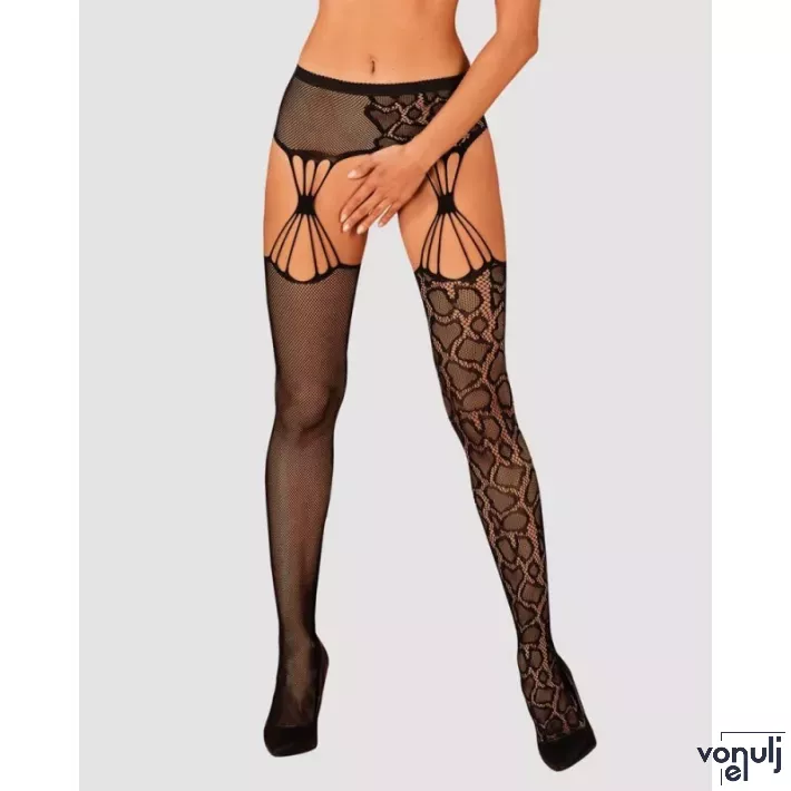 OBSESSIVE szexi harisnya S821 - fekete színben, S/M/L méretben