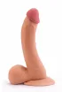LOVETOY hajlított dildó 8.8" The Ultra Soft Dude - realisztikus, testszínű, kétrétegű, herékkel, letapasztható, vízálló, TPE ( 22 cm )