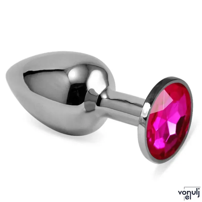 LOVETOY fenékdugó Rosebud Classic Metal Plug S Fuchsia - ezüst színben, rózsaszín kővel, S-méretben, vízálló, fém (6.8 cm)