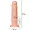 LOVETOY élethű vibrátor 11'' Realistic Long Vibrating Dildo Flesh -  vízálló, tapadókoronggal, távirányítóval, elemes, PVC (28 cm)