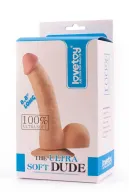 LOVETOY hajlított dildó 8.8" The Ultra Soft Dude - realisztikus, testszínű, kétrétegű, herékkel, letapasztható, vízálló, TPE ( 22 cm )