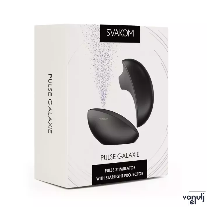 SVAKOM léghullámos csiklóizgató Pulse Galaxie Midnight Black - fekete színben, kivetítő projektorral, ingyenes applikációval, vízálló, akkumulátoros