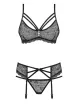 OBSESSIVE fehérnemű együttes 818-SEG-1 - fekete színben, melltartó, tanga, harisnyatartó, S/M méretben
