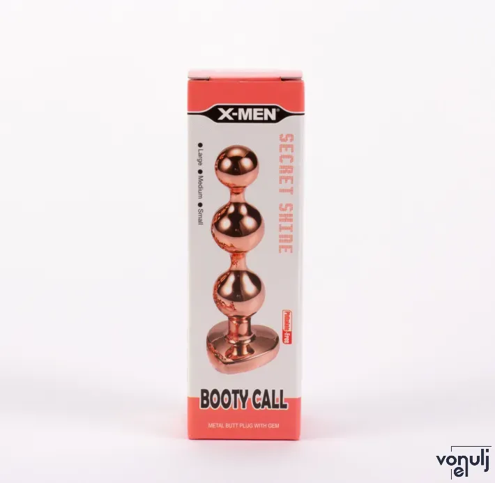 X-MEN análbot Secret Shine Booty Call S II - rosegold színben, vibráció nélküli, vízálló, 10 cm