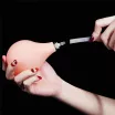 LOVETOY élethű dildó 10" SQUIRT EXTREME DILDO - nagy méretű, herékkel, ejakuláló, nagy pumpa, letapasztható, PVC (25 cm)