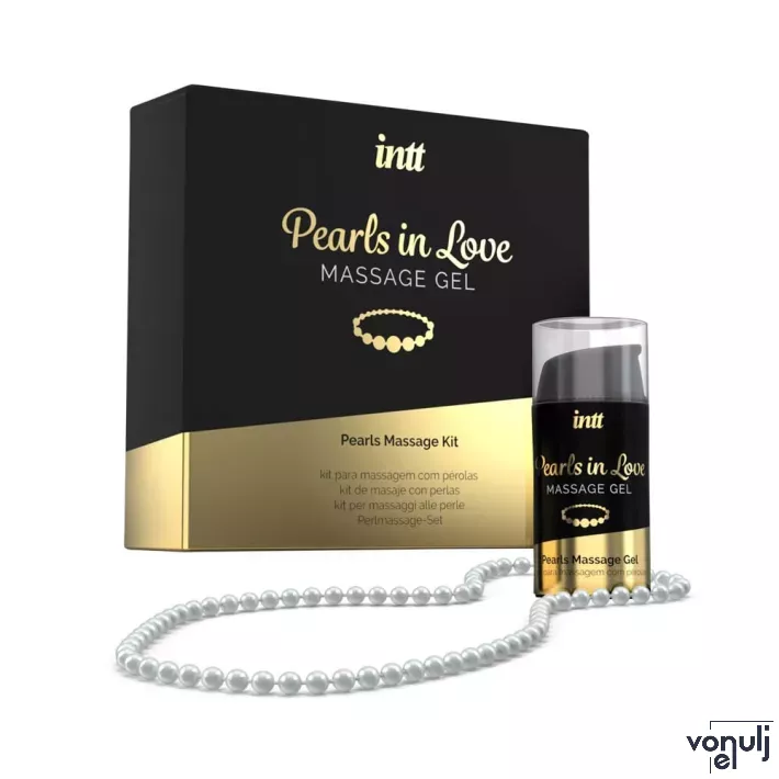 INTT masszázs szett Pearls in Love Airless Bottle 15 ml + Pearl Necklac - masszázsgélből és gyöngy nyakláncból álló szett