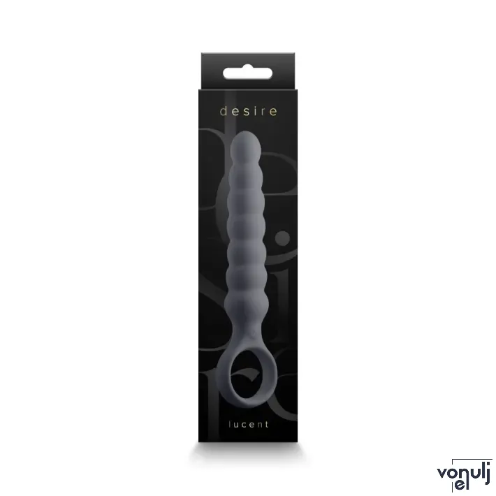 NS NOVELTIES anál gyöngysor Desire Lucent Smoke - szürke színben, fogantyúval, vízálló, akkumulátoros (16,7 cm)