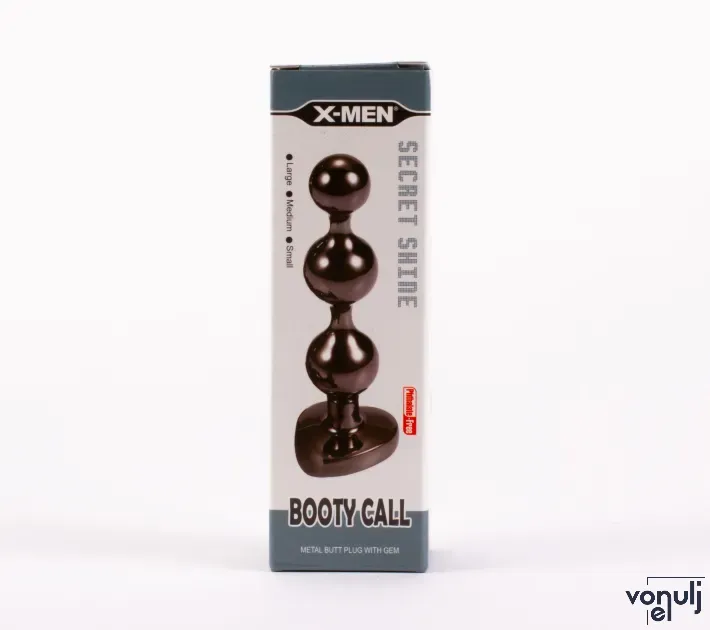 X-MEN análbot Secret Shine Booty Call L II - fekete színben, vibráció nélküli, vízálló, 14 cm