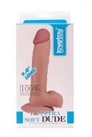 LOVETOY élethű dildó 9" ULTRA SOFT DUDE 5 - nagy méretű, vastag, ultra rugalmas, herékkel, letapasztható, TPE (23 cm)