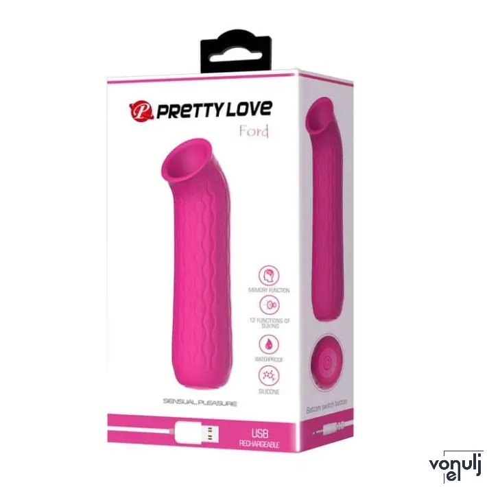PRETTYLOVE léghullámos csiklóizgató Ford Purple - lila színben, vízálló, akkumulátoros
