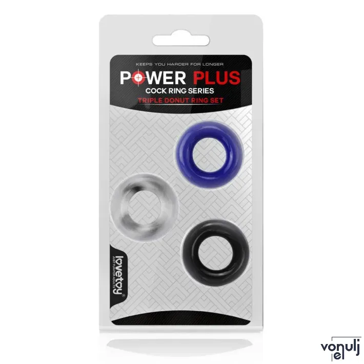 LOVETOY péniszgyűrű szett X-Basic Donut Rings 3 Pack - 3 különböző színben, vízálló, vibráció nélküli