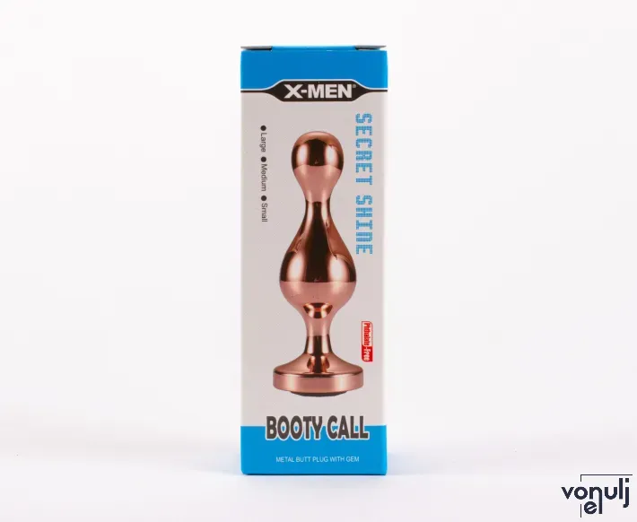 X-MEN análbot Secret Shine Booty Call M IV - rosegold színben, vibráció nélküli, vízálló, 11 cm