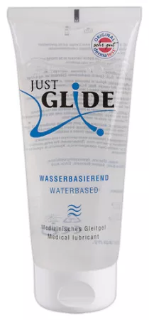 ORION intim síkosító Just Glide Water 200 ml - vízbázisú, vegán, íz-, olaj-, és illatmentes, érzékeny bőrre is, óvszerhez és segédeszközhöz is