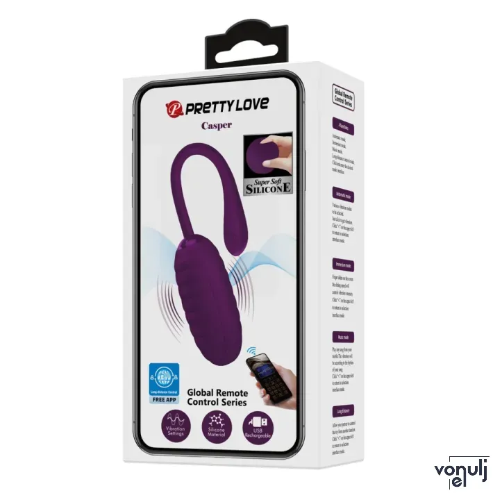 Vibrációs tojás PRETTY LOVE Casper Purple - akkumulátoros, applikációval