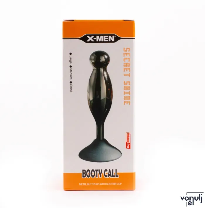 X-MEN análbot Secret Shine Booty Call L VI - fekete színben, vibráció nélküli, letapasztható, vízálló, 15 cm