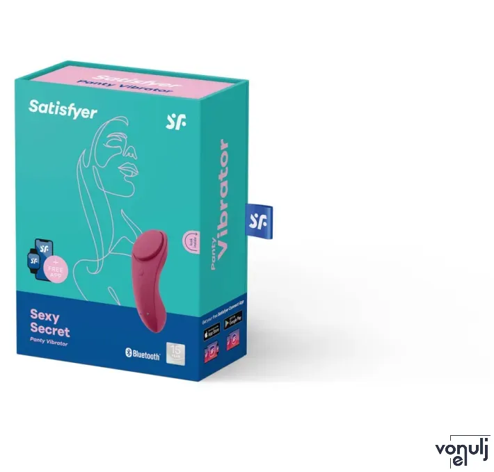 SATISFYER rezgő csiklóvibrátor Sexy Secret - bordó színben, vízálló, akkumulátoros, ingyenes applikációval