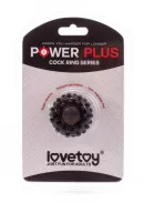 LOVETOY péniszgyűrű Power Plus Cockring 3 - fekete színben, külső stimuláló felülettel, vízálló, vibráció nélküli