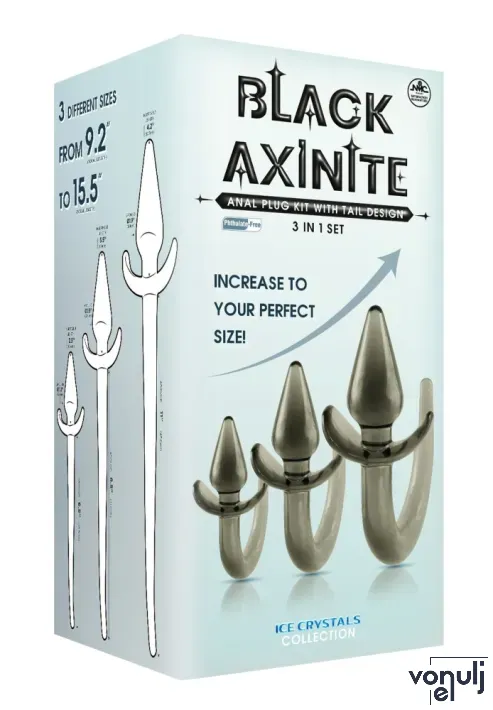 Anál plug szett NMC Black Axinite 3in1 Tail Design - vízálló