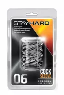 BLUSH péniszmandzsetta Stay Hard Cock Sleeve 06 Clear - áttetsző, barázdás stimuláló felszín, vízálló, (5 cm)