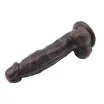 CHISA NOVELTIES élethű dildó Fashion Dude 8.5 Inch Cock Brown - közepes méretű, herékkel, letapasztható, fekete, PVC ( 21 cm )