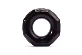LOVETOY péniszgyűrű Power Plus Cockring 4 - fekete színben, külső stimuláló felülettel, vízálló, vibráció nélküli