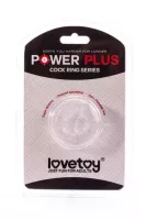 LOVETOY péniszgyűrű Power Plus Cockring 5 - áttetsző, külső stimuláló felülettel, vízálló, vibráció nélküli