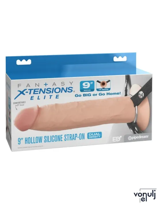 Strapon dildó hámmal Pipedream 9" Dual Density - vízálló