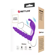 Pénisz gyűrű dildóval és csiklóizgatóval Pretty love Blackney Purple - akkumulátoros, vízálló
