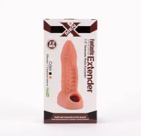X-MEN péniszköpeny 7.2" Fantastic Penis Extender I - realisztikus, heregyűrűs, stimuláló felszínnel, végén nyitott, vízálló, TPE (18 cm)
