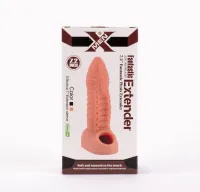 X-MEN péniszköpeny 7.2" Fantastic Penis Extender I - realisztikus, heregyűrűs, stimuláló felszínnel, végén nyitott, vízálló, TPE (18 cm)