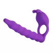 Pénisz gyűrű dildóval és csiklóizgatóval Pretty love Blackney Purple - akkumulátoros, vízálló