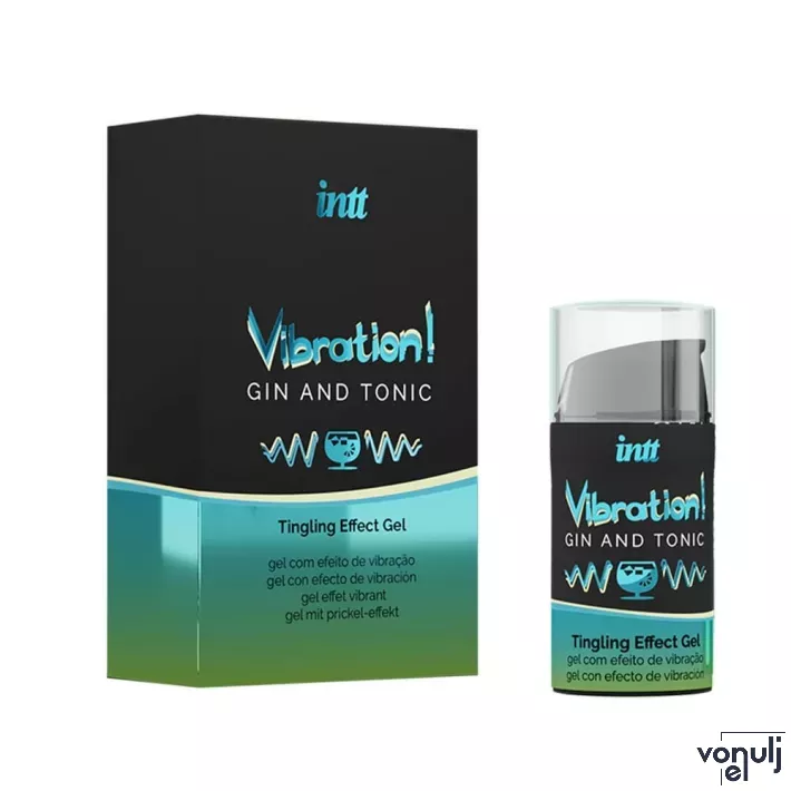INTT stimuláló gél Vibration Gin&Tonic Airless Bottle 15 ml - csiklóstimuláló, orális szexhez is, gin-tonic ízű, melegítő és bizsergető hatással