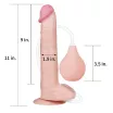 LOVETOY élethű dildó 11" SQUIRT EXTREME DILDO - nagy méretű, herékkel, ejakuláló, nagy pumpa, letapasztható, PVC (28 cm)