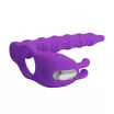Pénisz gyűrű dildóval és csiklóizgatóval Pretty love Blackney Purple - akkumulátoros, vízálló