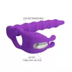Pénisz gyűrű dildóval és csiklóizgatóval Pretty love Blackney Purple - akkumulátoros, vízálló