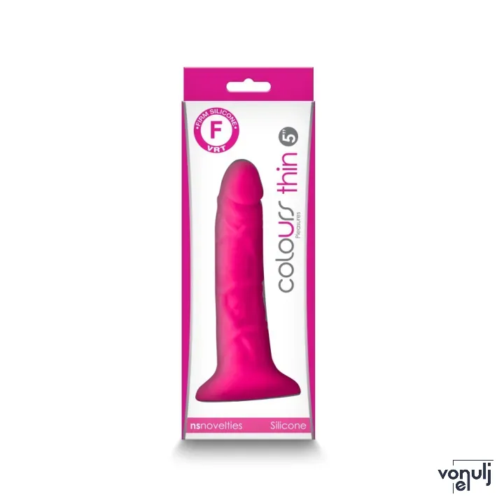 NS NOVELTIES élethű dildó Pleasures Thin 5" Dildo Pink - közepes méretű, rózsaszín színben, letapasztható, szilikon (15,8 cm)