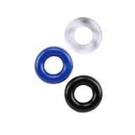 CHISA NOVELTIES péniszgyűrű szett Donut Rings-Assorted 3 Pack - 3 különböző színben, vízálló, vibráció nélküli
